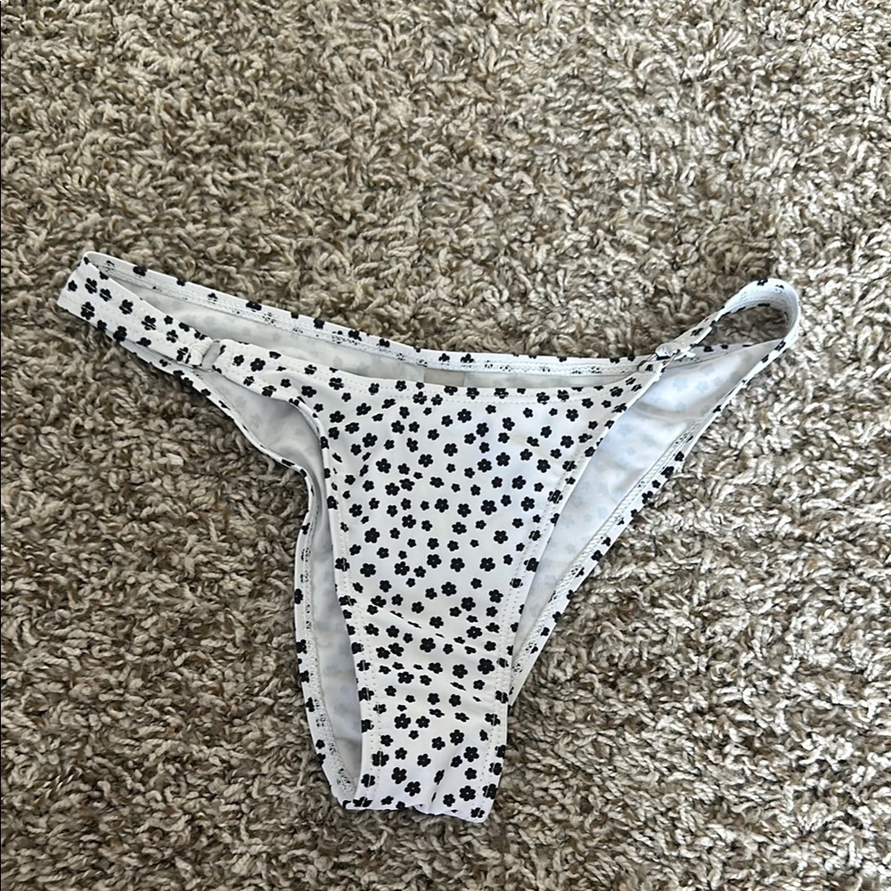 White and Black Floral Bikini Bottom